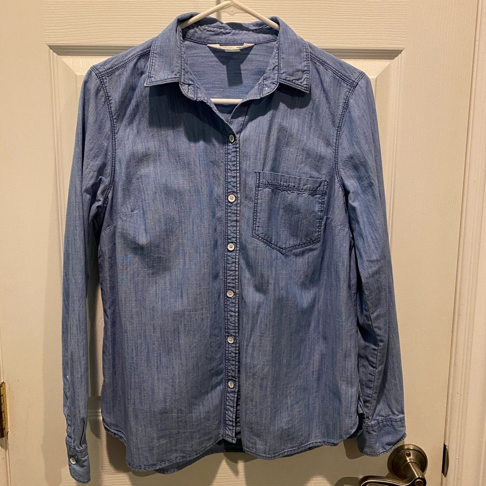 Denim blue button up - Picture 2 of 3
